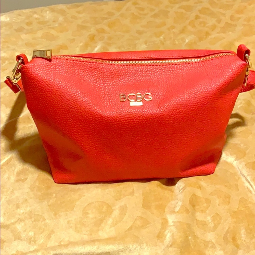 BCBG Paris Red/Gold Leather Cross Body Bag